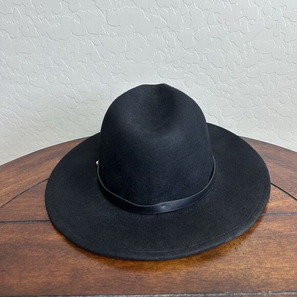 Free People Wool Fedora Hat Black W/ Leather Band One Size $78 - Picture 5 of 11